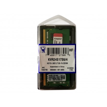 Kingston 4GB DDR4 2400Mhz SODIMM 2400 260 PIN NOTEBOOK Value RAM KVR24S17S6/4